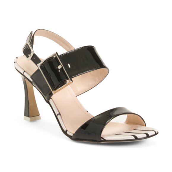 BEAUTIISOLES Made In Italy Leather Marilyn Heeled Sandals With Buckle - Picture 1 of 3
